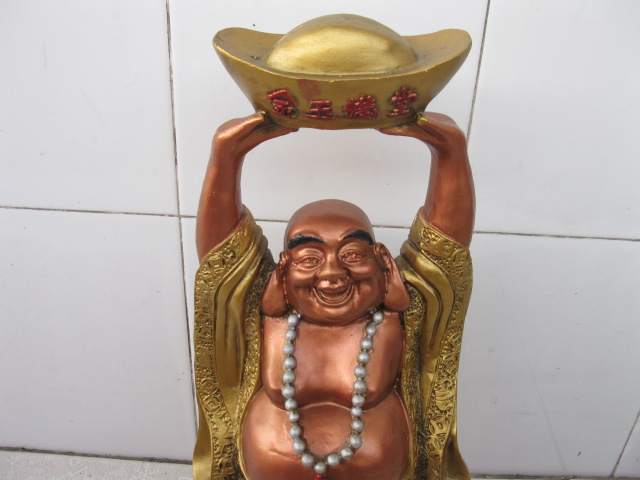 1Pc Chinese Feng Shui Laughing Buddhas With Yuanbao 43cm - Click Image to Close